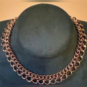 Rare Vintage Silver-tone Chunky Chain Necklace Choker Punk Goth
